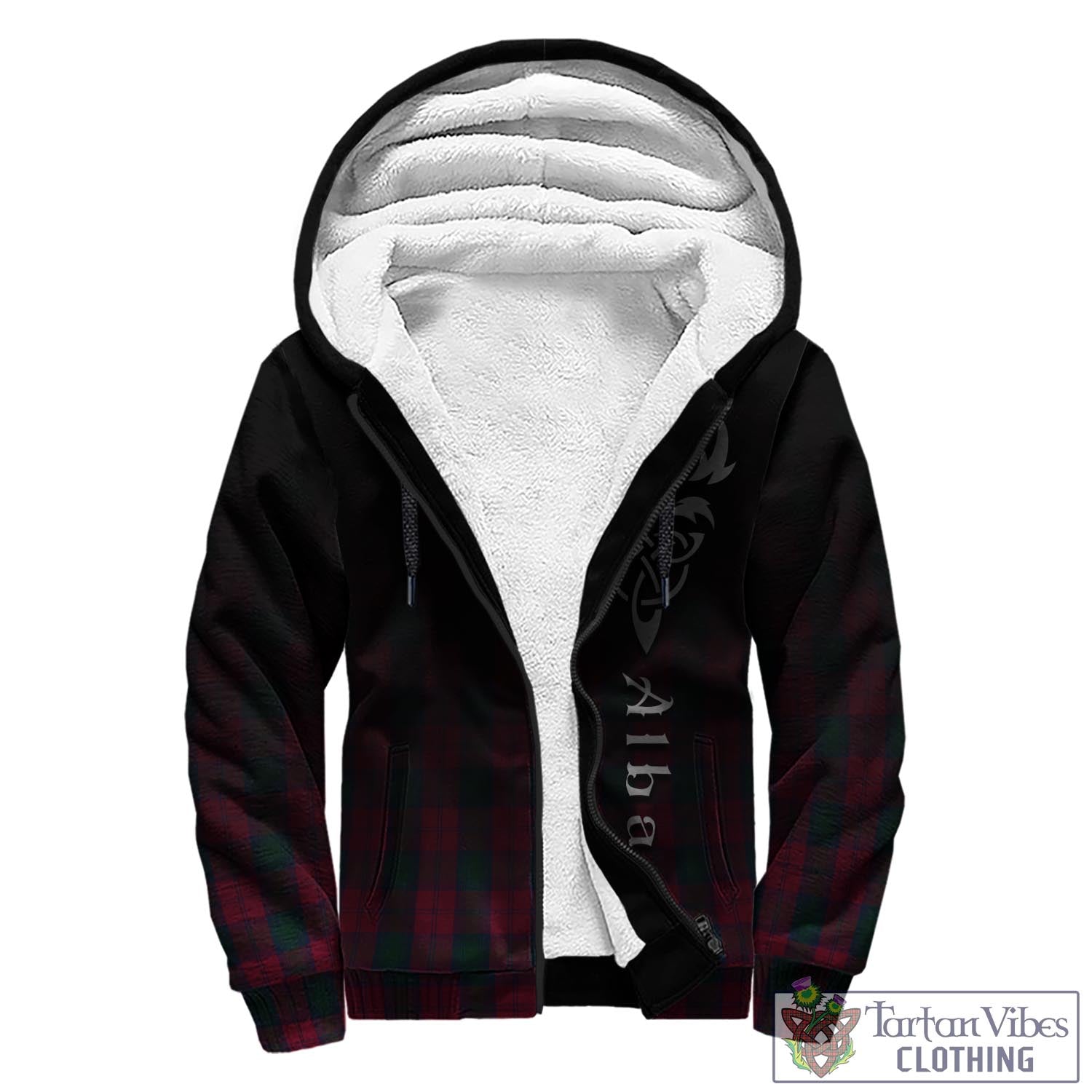 Tartan Vibes Clothing Lindsay Tartan Sherpa Hoodie Featuring Alba Gu Brath Family Crest Celtic Inspired