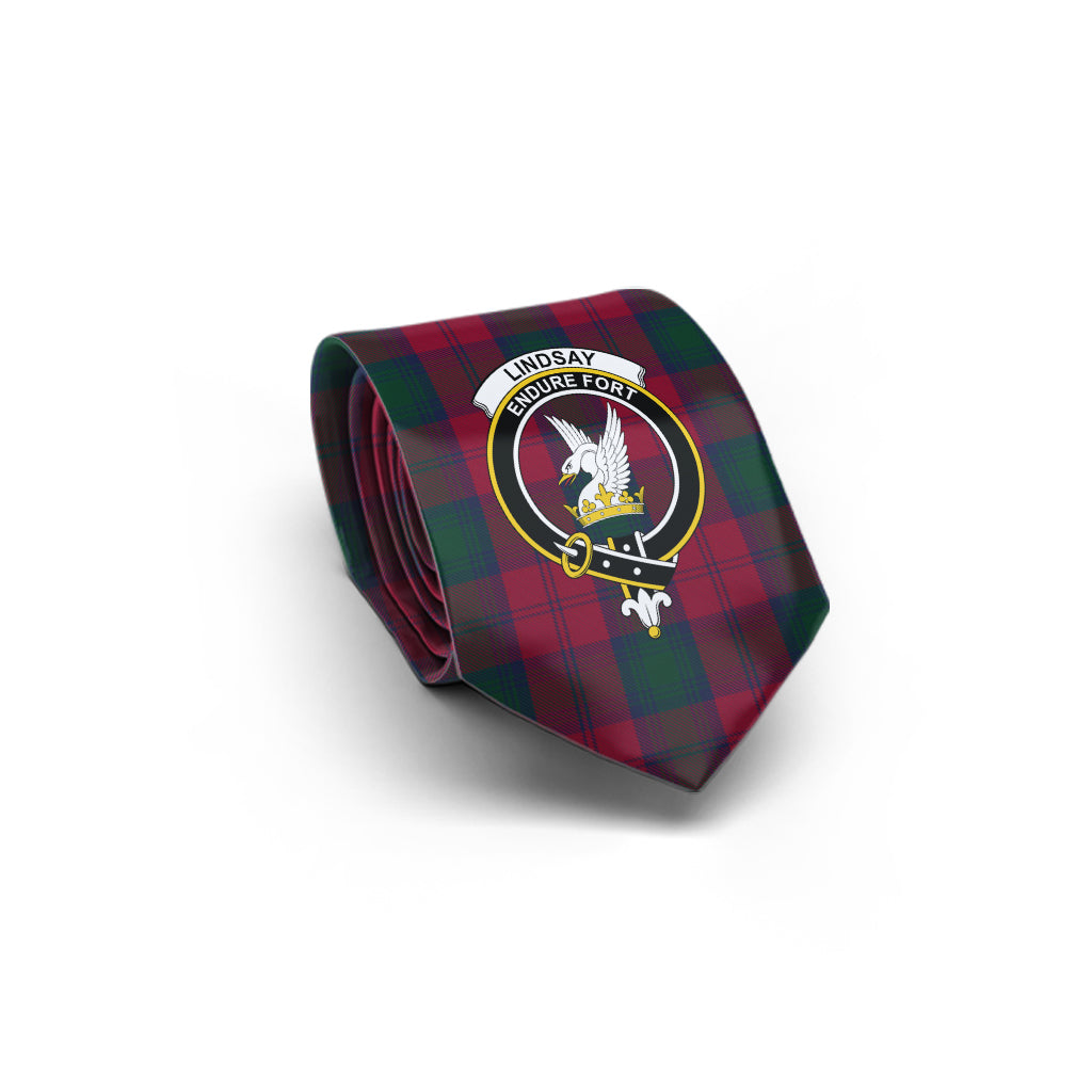 Lindsay Tartan Classic Necktie with Family Crest - Tartan Vibes Clothing