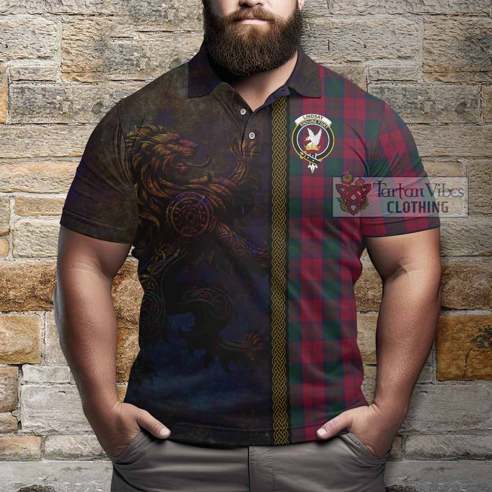 Tartan Vibes Clothing Lindsay Tartan Family Crest Polo Shirt Alba Gu Brath Be Brave Lion Ancient Style
