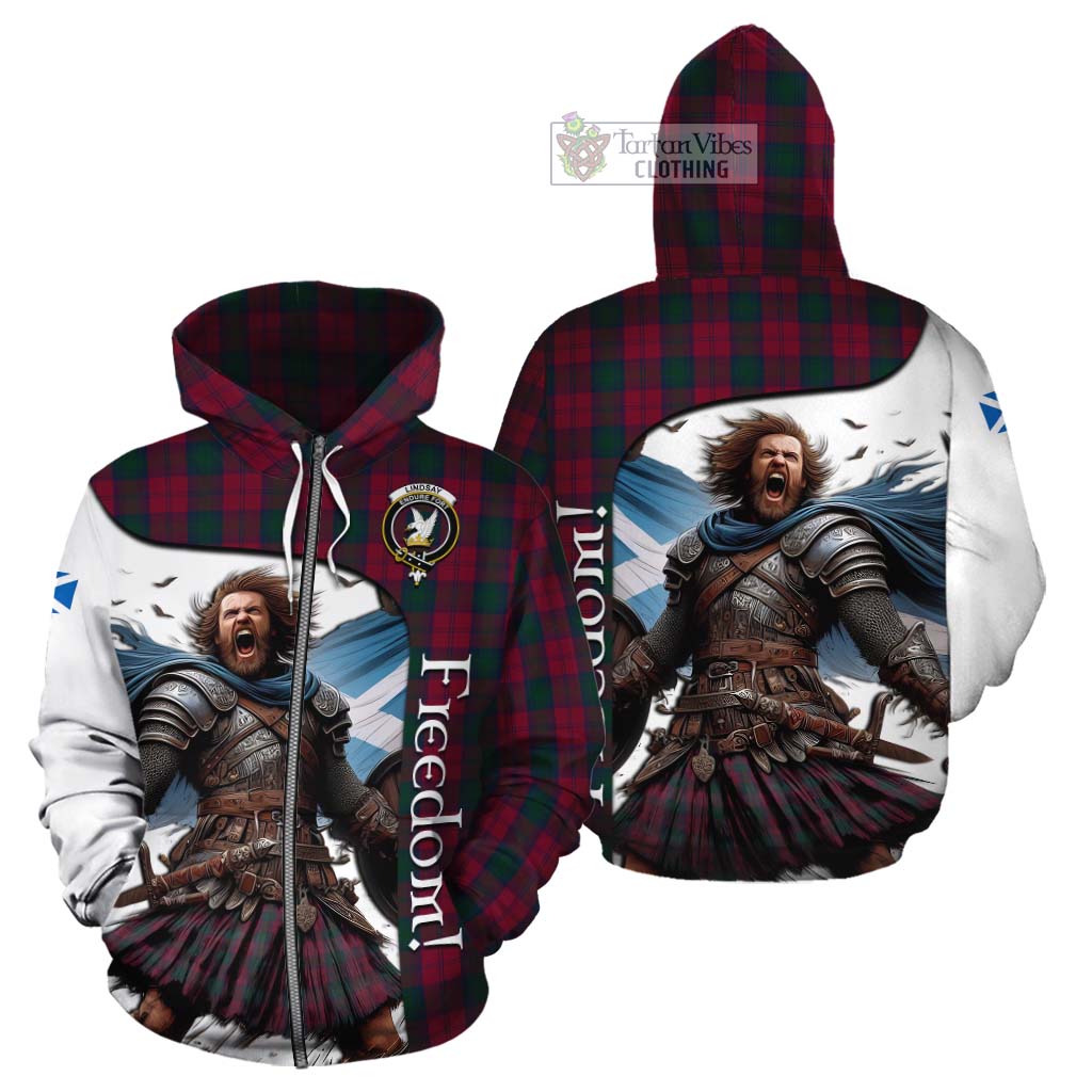 Tartan Vibes Clothing Lindsay Crest Tartan Cotton Hoodie Inspired by the Freedom of Scottish Warrior