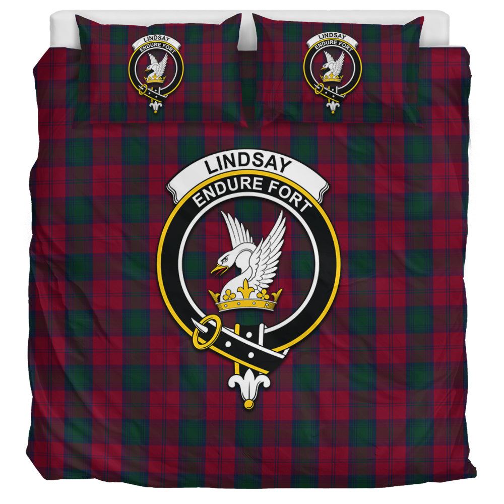 Lindsay Tartan Bedding Set with Family Crest UK Bedding Set UK Super King 104*94 inch - Tartan Vibes Clothing