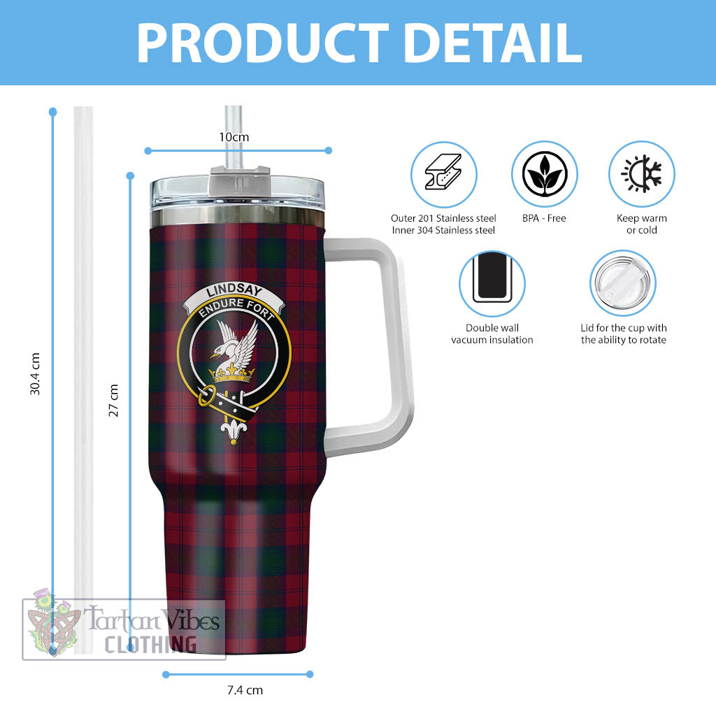 Tartan Vibes Clothing Lindsay Tartan and Family Crest Tumbler with Handle