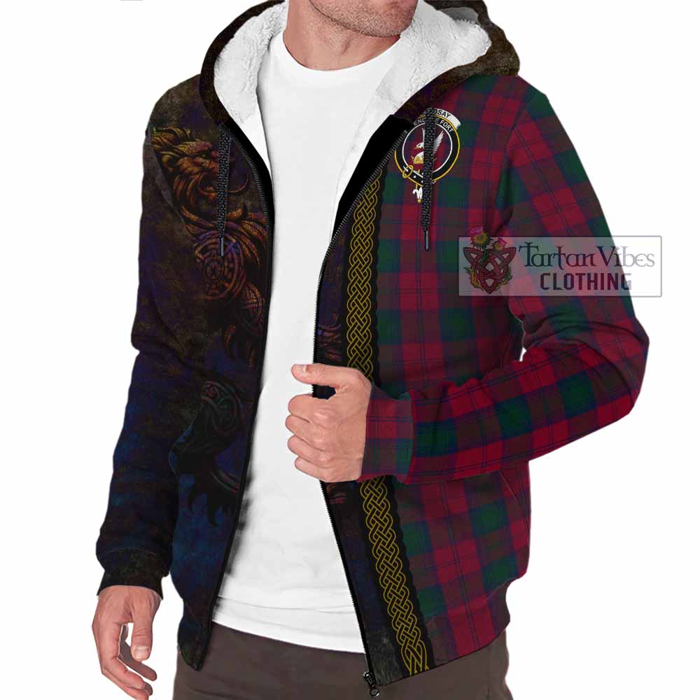 Tartan Vibes Clothing Lindsay Tartan Family Crest Sherpa Hoodie Alba Gu Brath Be Brave Lion Ancient Style