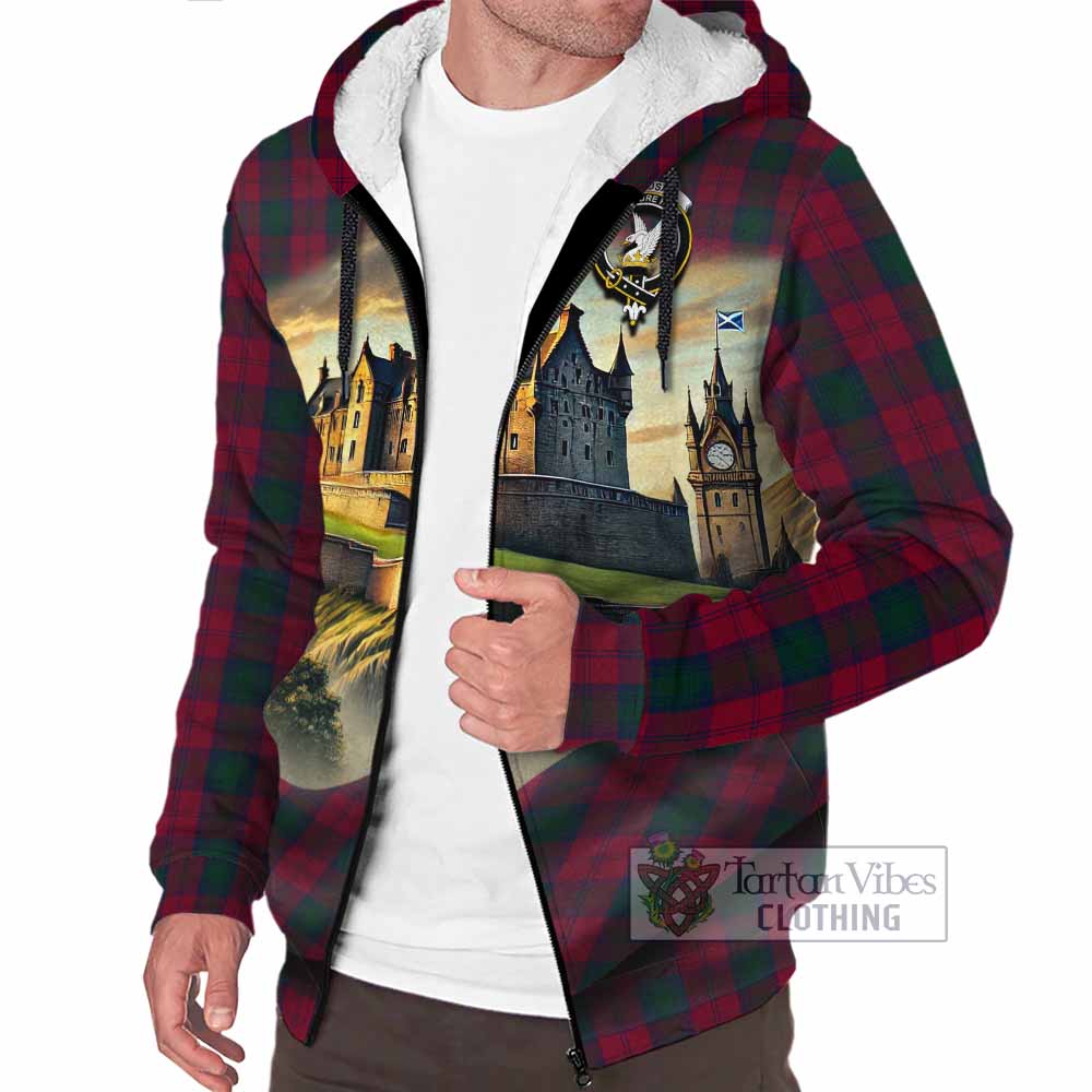 Tartan Vibes Clothing Lindsay Tartan Family Crest Sherpa Hoodie with Scottish Ancient Castle Style