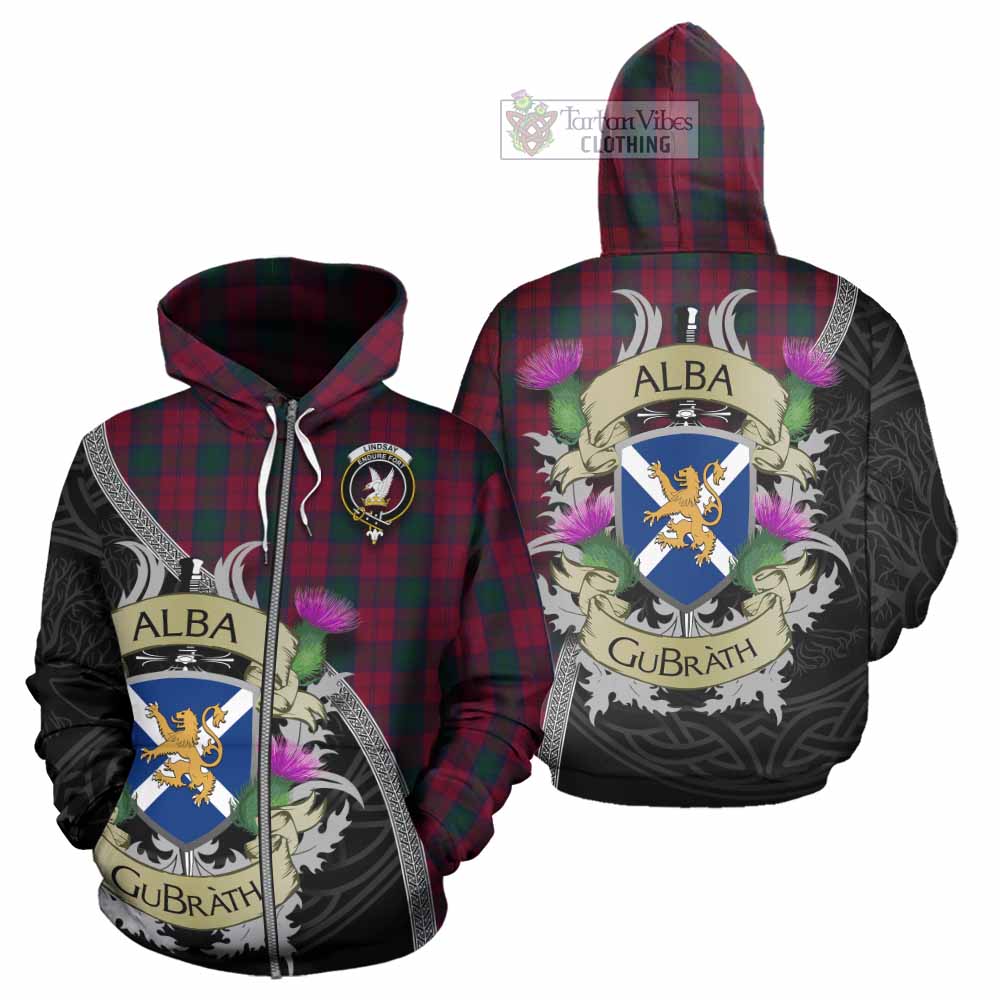 Tartan Vibes Clothing Lindsay Tartan Family Crest Hoodie Lion Rampant Royal Thistle Shield Celtic Inspired