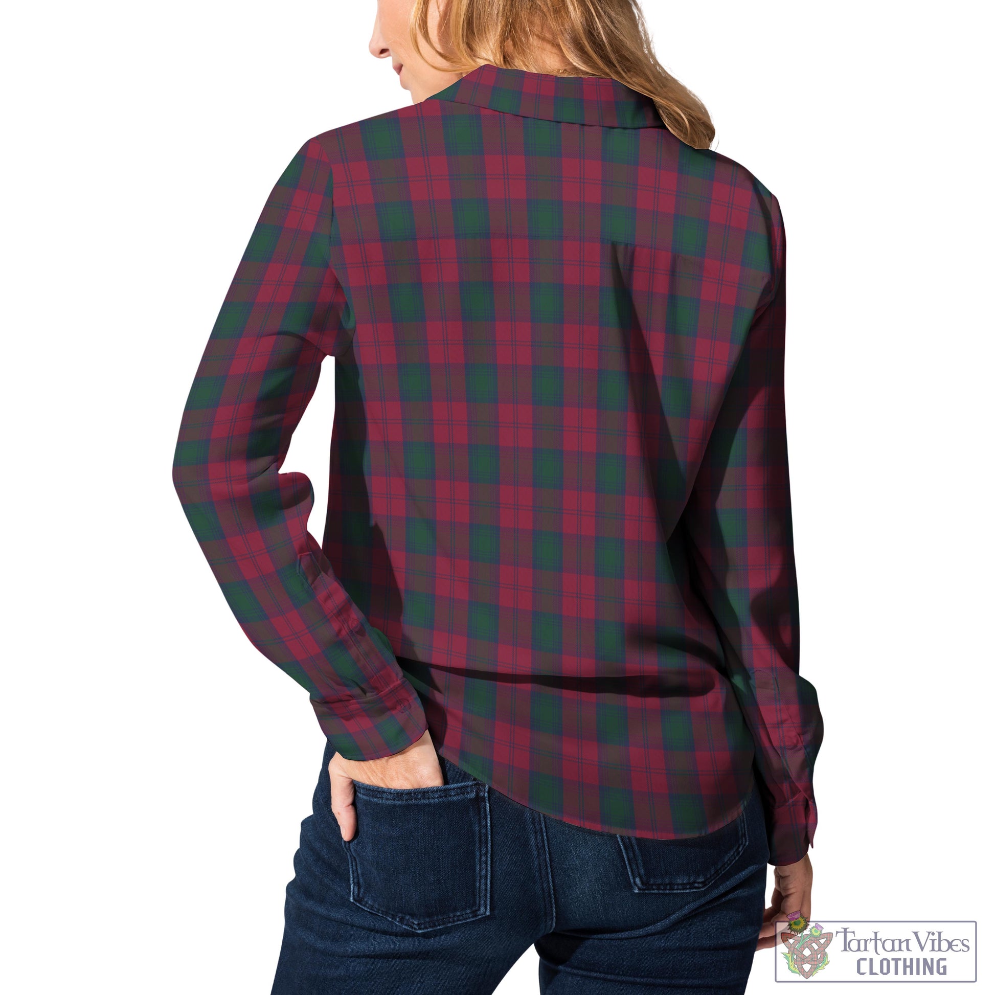 Tartan Vibes Clothing Lindsay Tartan Womens Casual Shirt with Family Crest