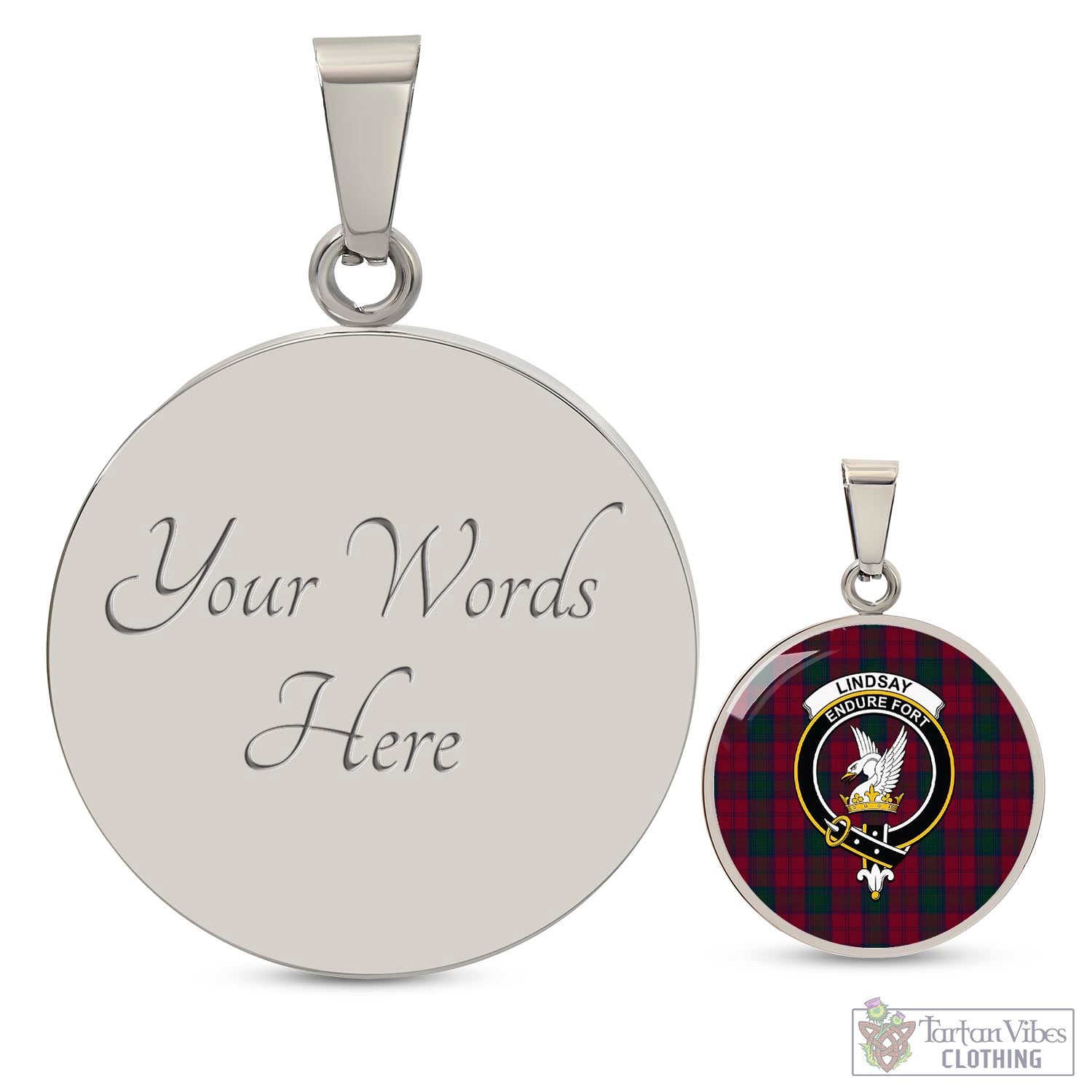 Tartan Vibes Clothing Lindsay Tartan Circle Necklace with Family Crest
