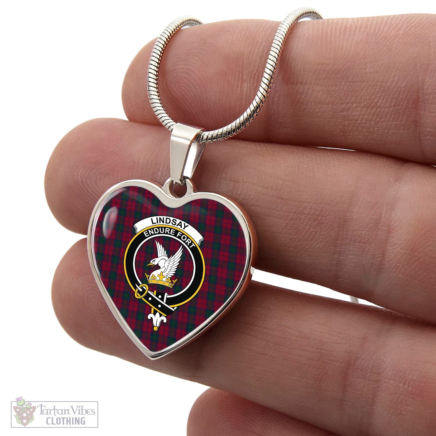 Tartan Vibes Clothing Lindsay Tartan Heart Necklace with Family Crest