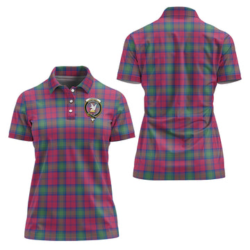 Lindsay Ancient Tartan Polo Shirt with Family Crest For Women