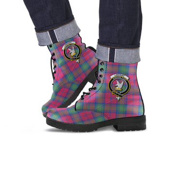 Lindsay Ancient Tartan Leather Boots with Family Crest