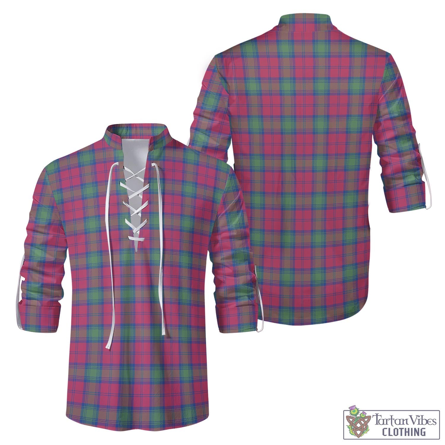 Tartan Vibes Clothing Lindsay Ancient Tartan Men's Scottish Traditional Jacobite Ghillie Kilt Shirt