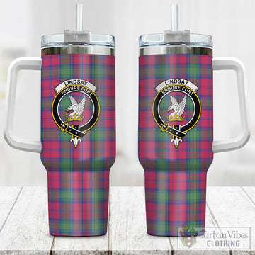 Lindsay Ancient Tartan and Family Crest Tumbler with Handle