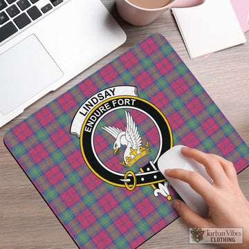 Lindsay Ancient Tartan Mouse Pad with Family Crest