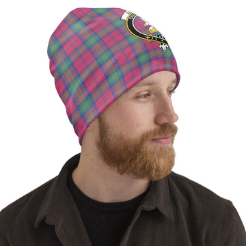 Lindsay Ancient Tartan Beanies Hat with Family Crest