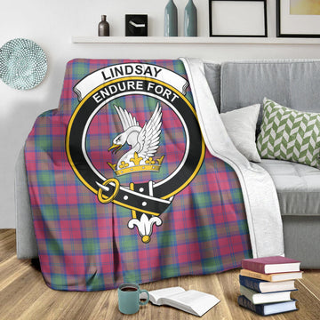 Lindsay Ancient Tartan Blanket with Family Crest