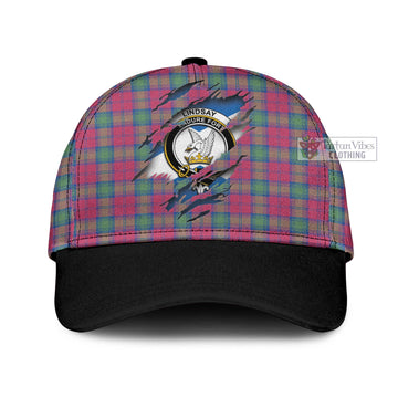 Lindsay Ancient Tartan Classic Cap with Family Crest In Me Style