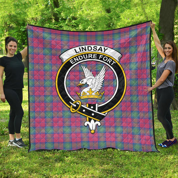 Lindsay Ancient Tartan Quilt with Family Crest