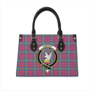 Lindsay Ancient Tartan Leather Bag with Family Crest
