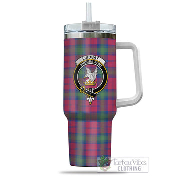 Lindsay Ancient Tartan and Family Crest Tumbler with Handle