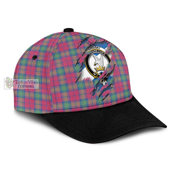Lindsay Ancient Tartan Classic Cap with Family Crest In Me Style