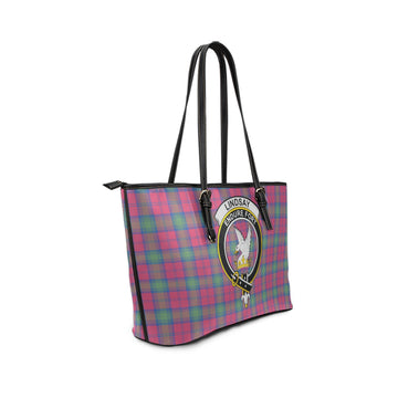 Lindsay Ancient Tartan Leather Tote Bag with Family Crest