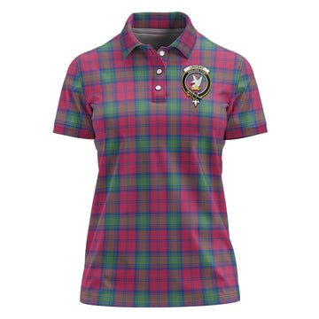 Lindsay Ancient Tartan Polo Shirt with Family Crest For Women