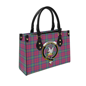 Lindsay Ancient Tartan Leather Bag with Family Crest