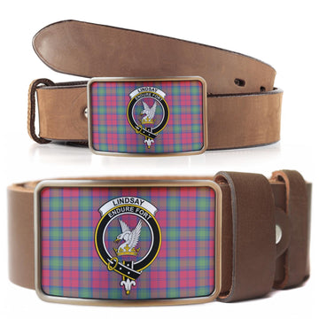 Lindsay Ancient Tartan Belt Buckles with Family Crest