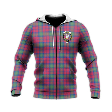 Lindsay Ancient Tartan Knitted Hoodie with Family Crest