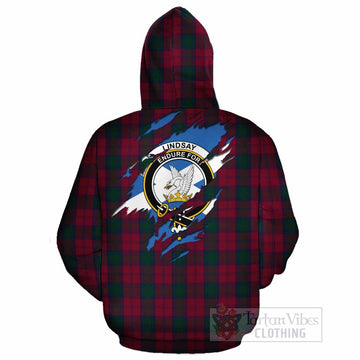 Lindsay Clan Crest In Me Tartan Cotton Hoodie Scotland Flag Style