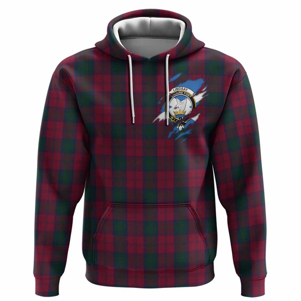 Lindsay Clan Crest In Me Tartan Hoodie Scotland Flag Style