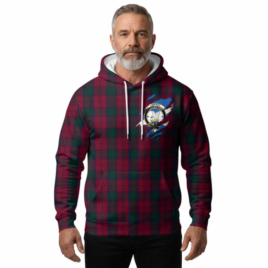 Lindsay Clan Crest In Me Tartan Hoodie Scotland Flag Style