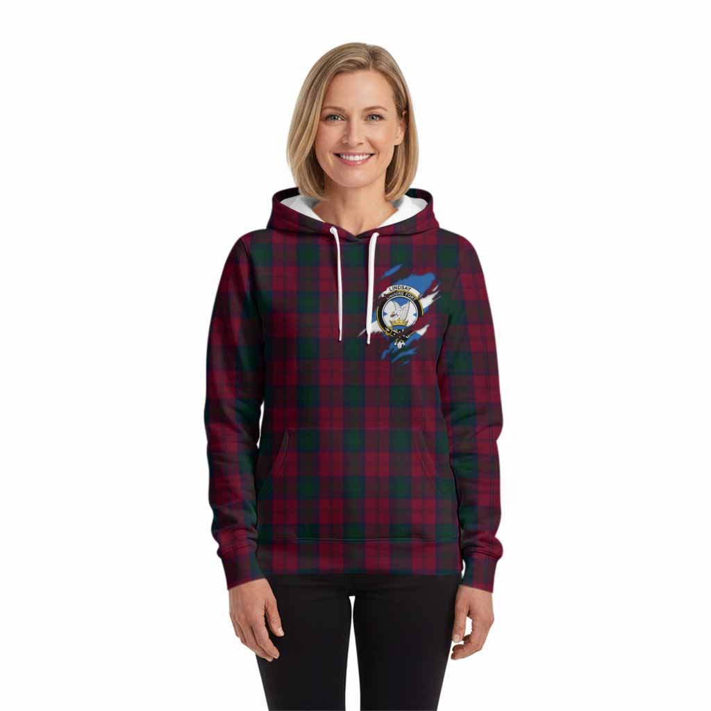Lindsay Clan Crest In Me Tartan Hoodie Scotland Flag Style