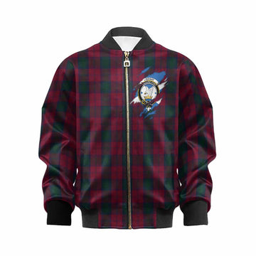 Lindsay Clan Crest In Me Tartan Kid Bomber Jacket Scotland Flag Style