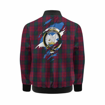 Lindsay Clan Crest In Me Tartan Kid Bomber Jacket Scotland Flag Style