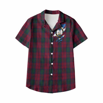 Lindsay Clan Crest In Me Tartan Kid Hawaiian Shirt Scotland Flag Style