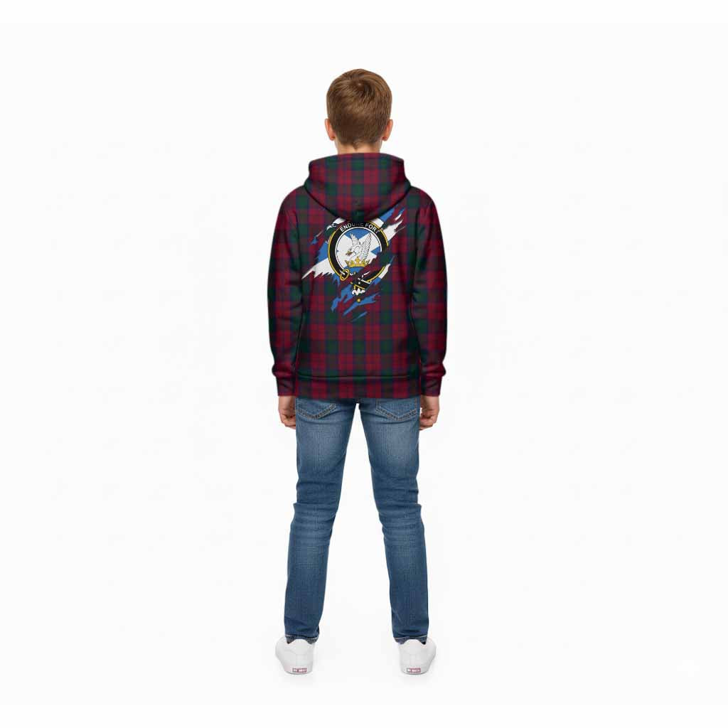 Lindsay Clan Crest In Me Tartan Kid Hoodie Scotland Flag Style
