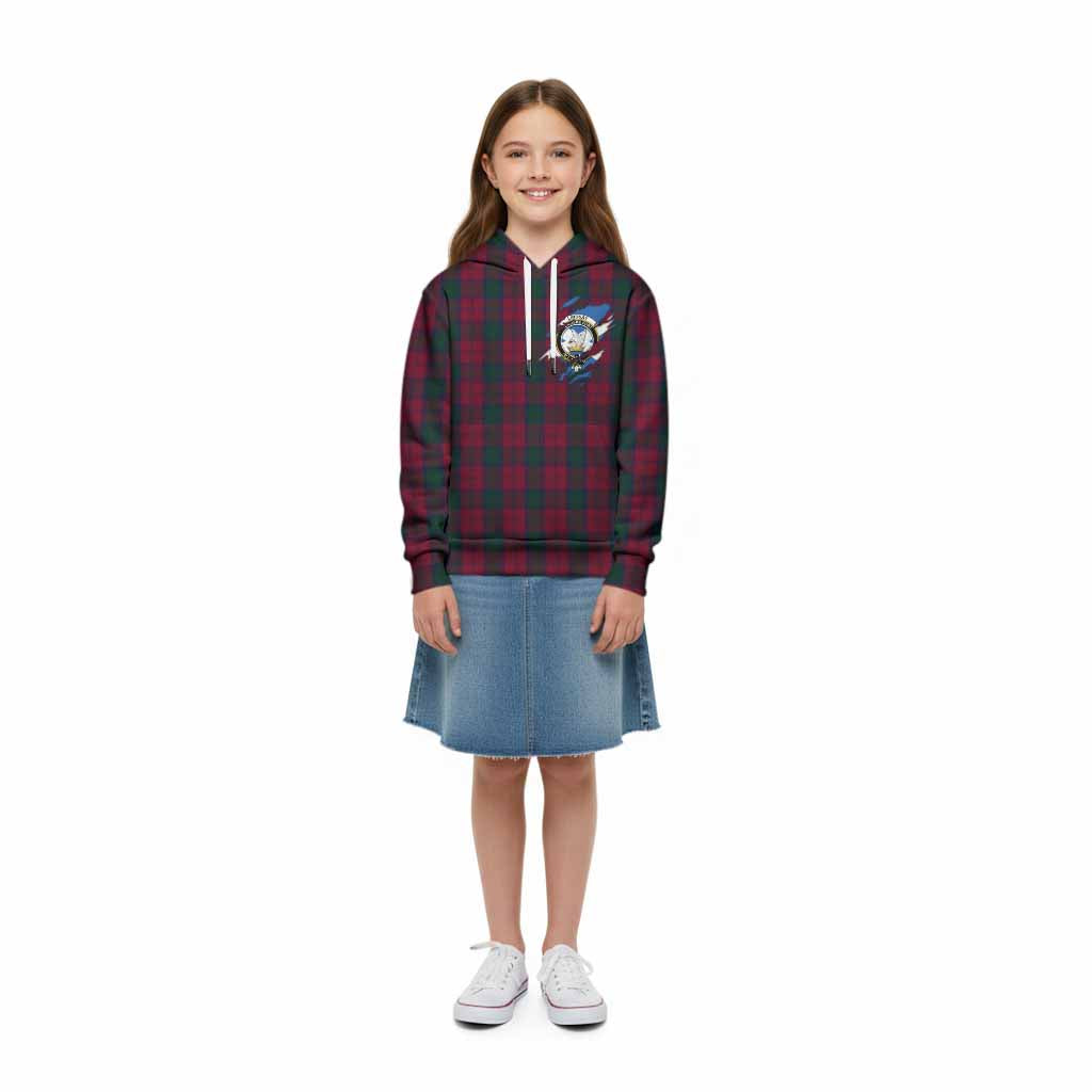 Lindsay Clan Crest In Me Tartan Kid Hoodie Scotland Flag Style