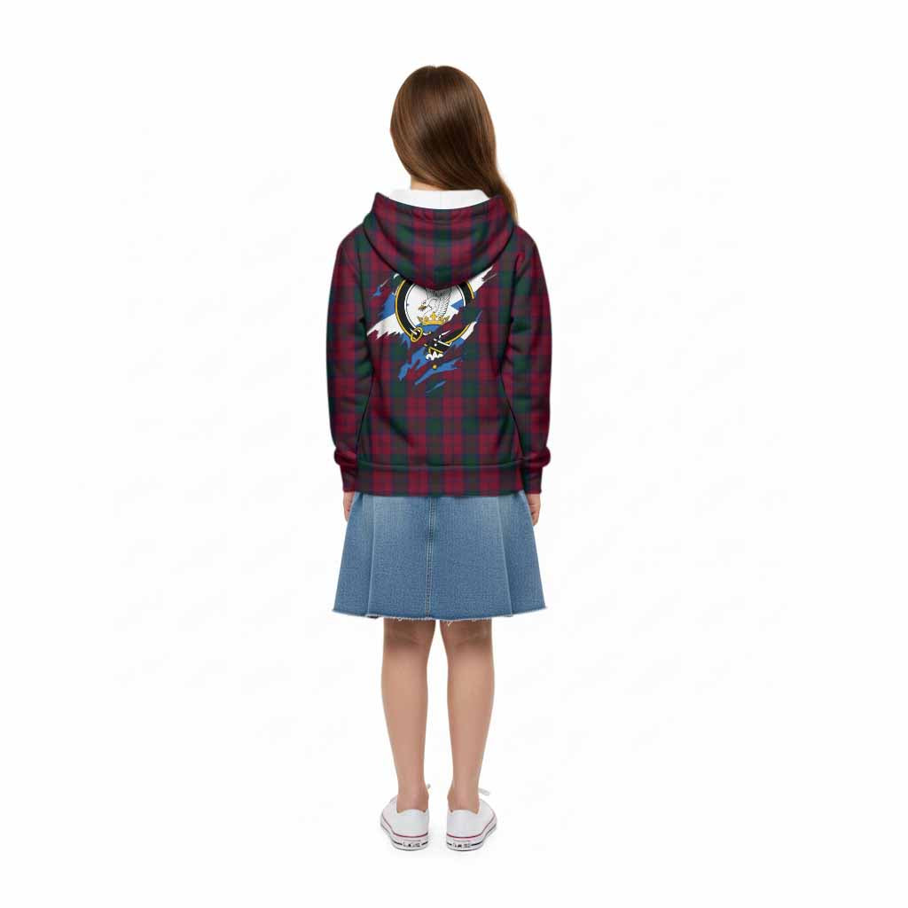 Lindsay Clan Crest In Me Tartan Kid Hoodie Scotland Flag Style