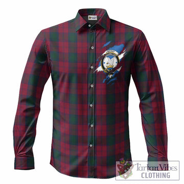 Lindsay Clan Crest In Me Tartan Long Sleeve Button Shirts Scotland Flag Style