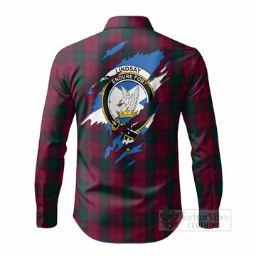Lindsay Clan Crest In Me Tartan Long Sleeve Button Shirts Scotland Flag Style