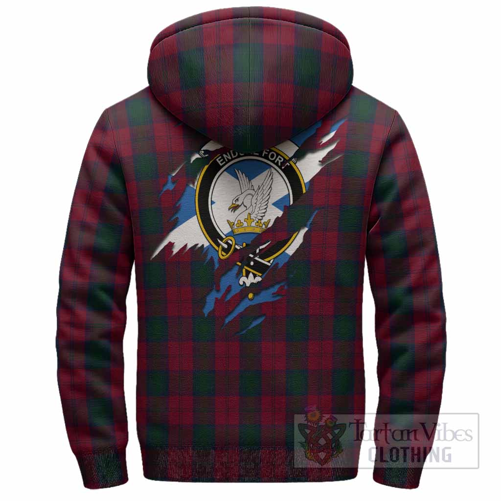 Lindsay Clan Crest In Me Tartan Sherpa Hoodie Scotland Flag Style
