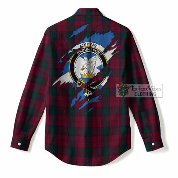 Lindsay Clan Crest In Me Tartan Women Casual Shirt Scotland Flag Style