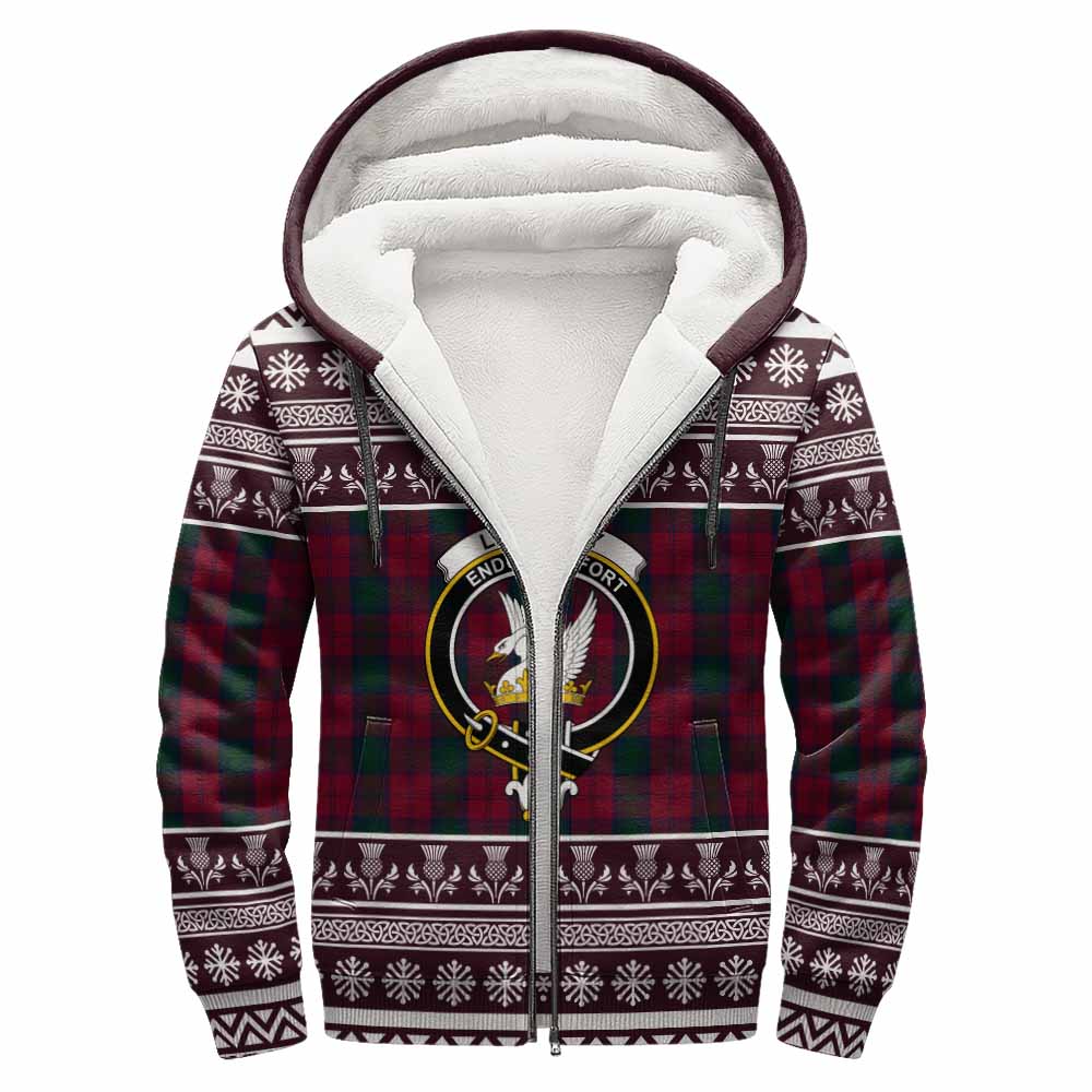 Lindsay Clan Tartan Christmas Fleece Hoodie with Family Crest - Tartan Vibes Clothing