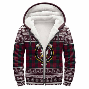 Lindsay Clan Tartan Christmas Fleece Hoodie with Family Crest