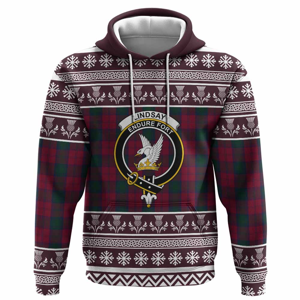 Lindsay Clan Tartan Christmas Hoodie with Family Crest - Tartan Vibes Clothing
