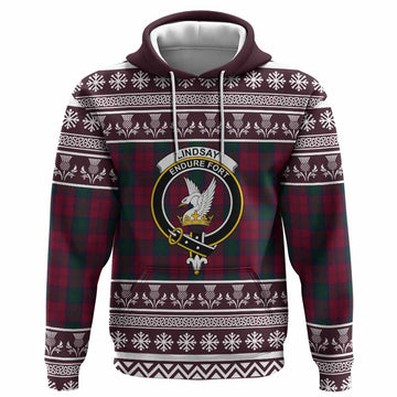 Lindsay Clan Tartan Christmas Hoodie with Family Crest
