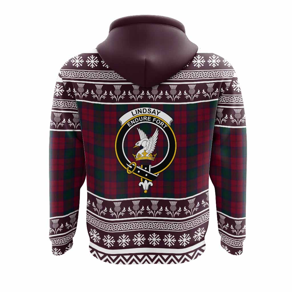 Lindsay Clan Tartan Christmas Hoodie with Family Crest - Tartan Vibes Clothing