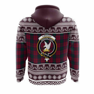 Lindsay Clan Tartan Christmas Hoodie with Family Crest