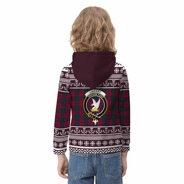 Lindsay Clan Tartan Christmas Kid Hoodie with Family Crest